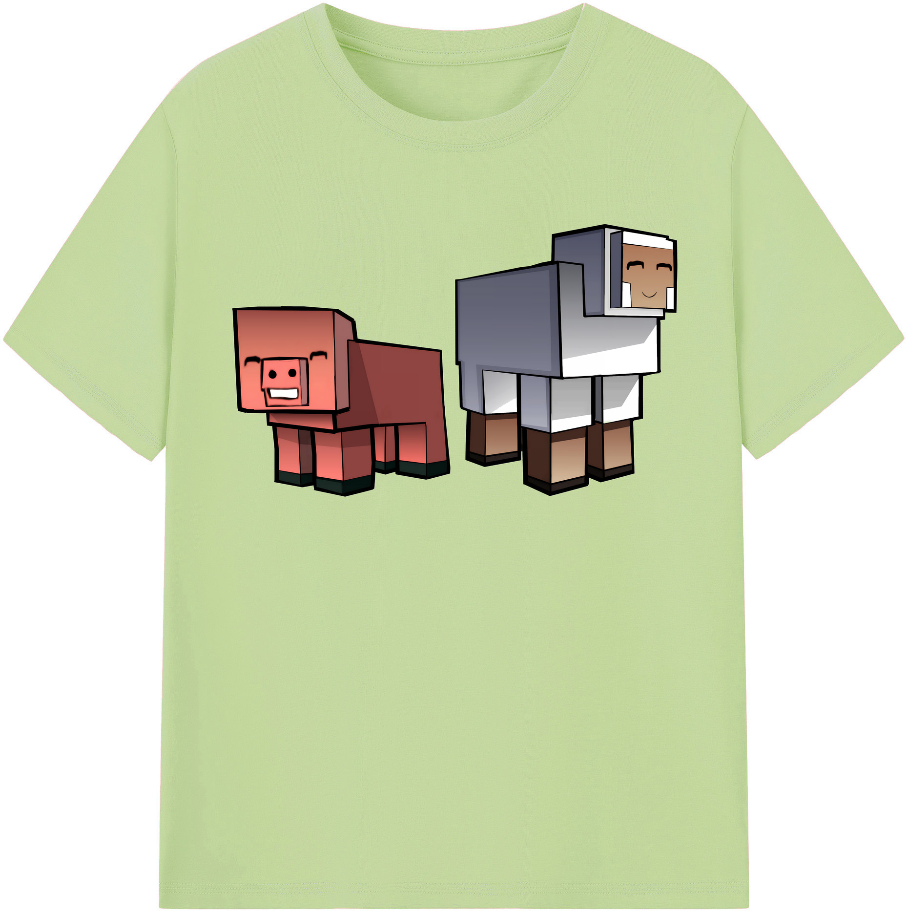 （画像用） マインクラフト ブロックの世界 Minecraft MC Block world 綿100％半袖Tシャツ（フロントプリント）
